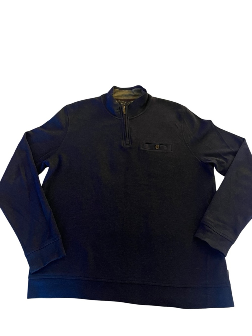 Ted Baker Mens 1/4 Zip Classic Quarter-Zip Pullover Sweatshirt in Navy Blue